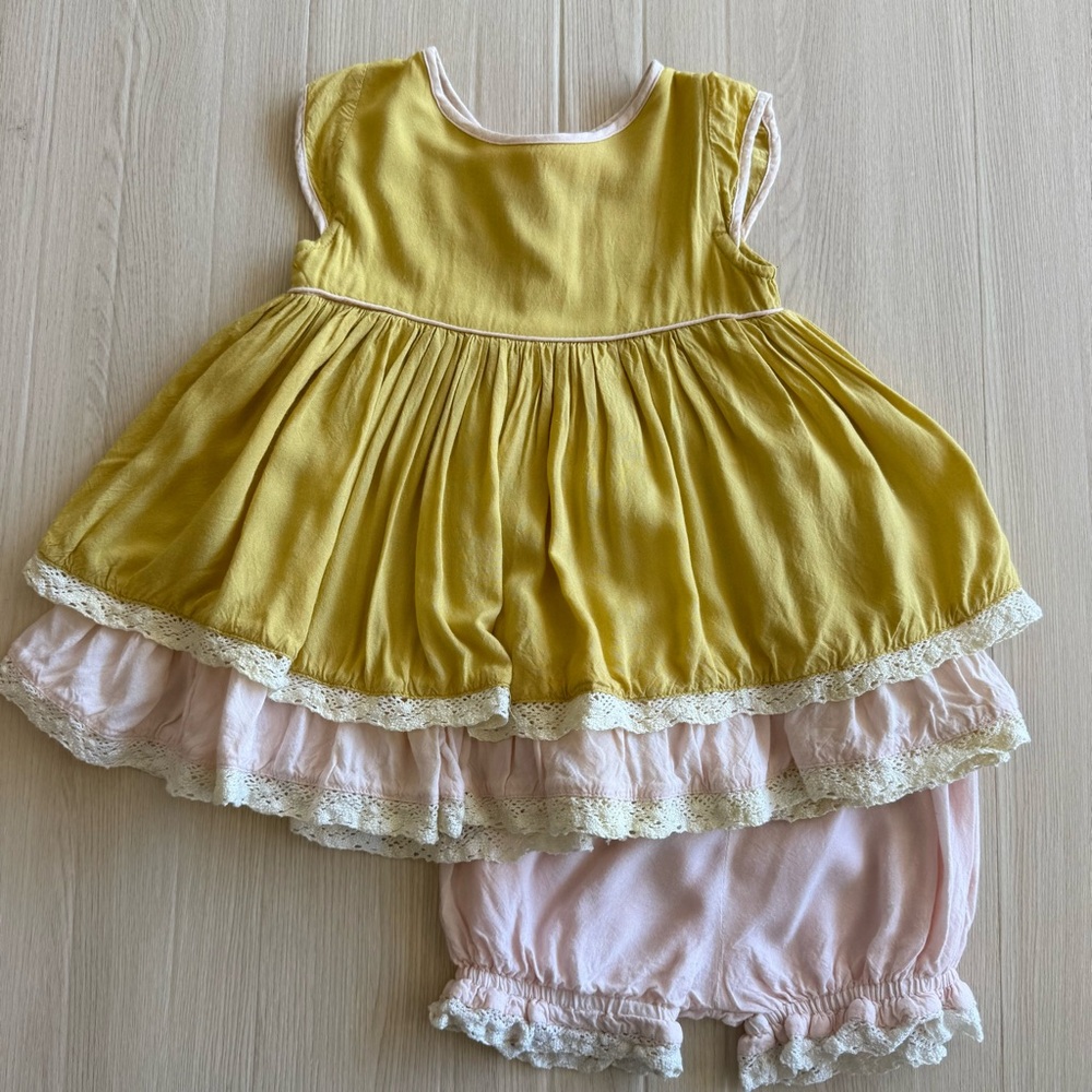 Well Dressed Wolf Magic Set | Mustard + Blush Lace Bloomers size 2t